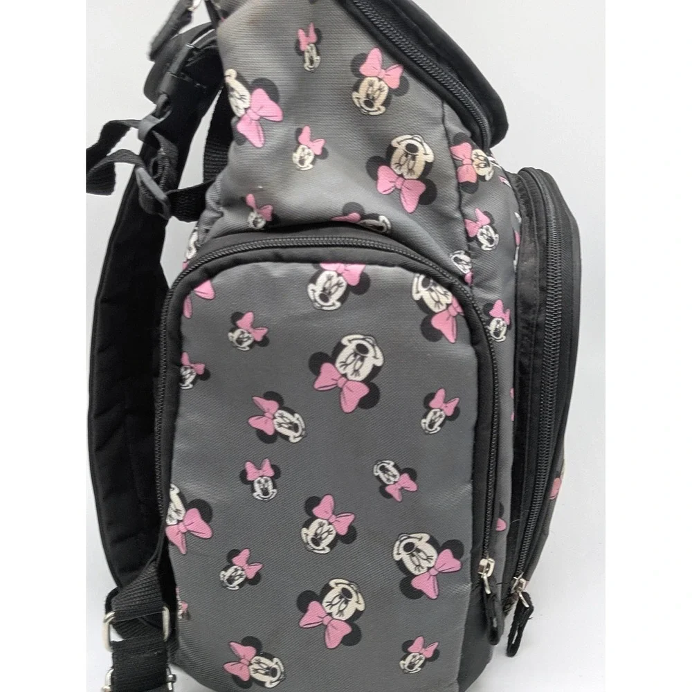 Disney Minnie Mouse Backpack Gray Pink Bow School Travel Book Bag 12x17 Kids